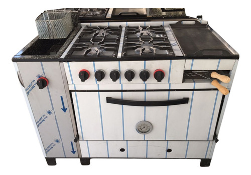 Cocina Industrial 4 Hornallas, Plancha Con Freidora Y Horno