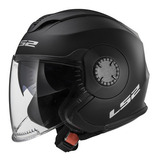 Casco Abierto Moto Ls2 570 Verso Negro Mate D/ Visor Avant