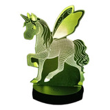 Lámpara Infantil 3d Unicornio 7 Colores 