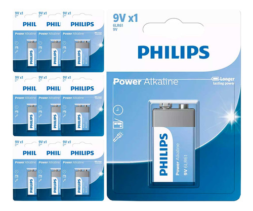 10 Baterias Alcalinas 9v Philips