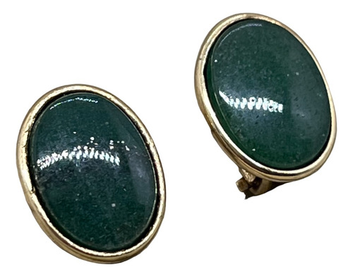 Antiguos Aros Botones En Oro 18k Y Jade Natural 8,1g