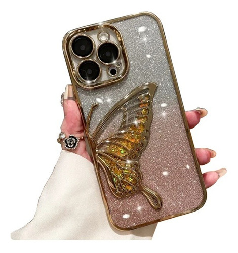 Capa Capinha P/ iPhone 16 Proteção De Câmera Borboleta Stras