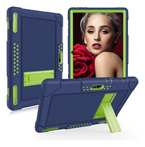 Funda Tablet 10puLG Hybrid Shockproof + Soporte (azul+verde)