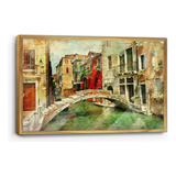 Cuadro De Madera Con Poster Hermosa Pintura Venecia 45x70cm