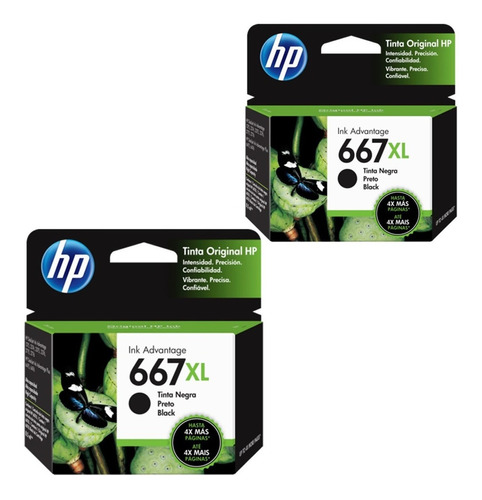 Kit 2 Cartucho Hp 667 667xl Deskjet 2776 Preto