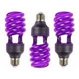 Pack 3 Ampolletas Uv Espiral E27 Luz Negra