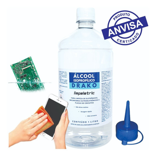 Álcool Isopropilico 99,8% 1 Lt Limpeza De Telas E Circuitos
