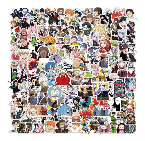 Anime Variado Mixto 100 Calcomanias Stickers Pvc Contra Agua