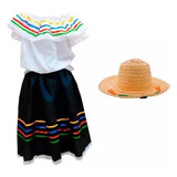 Traje Típico Niña Disfraz Feria Flores X3 Piezas Fiesta Antioqueñidad Disfraz De Campesina Blusa Falda  Sombrero  