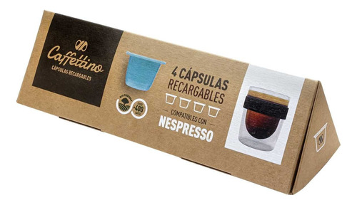 4 Capsulas Nespresso Recargables + 1/4kg Café D Especialidad