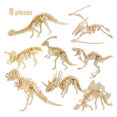 Swszdy Set de 8 Rompecabezas Dinosaurios 3d Madera Puzzle Jurásico Rompecabezas Dinosaurios para Niños, Puzzle 3D,Simulación de Dinosaurios, Juego Educativo para Juego de Ciencia | MercadoLibre
