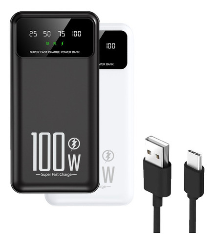 Power Bank Saiviek Kj-k70 20000mah Batería Externa 20w Carga Rapida Para Android,iPhone,cargador Portátil Pila Con Dos Luces Led,banco De Energía Con 4 Salidas Y 2 Entradas(2 Usb-a, V8, Tipo C)negro