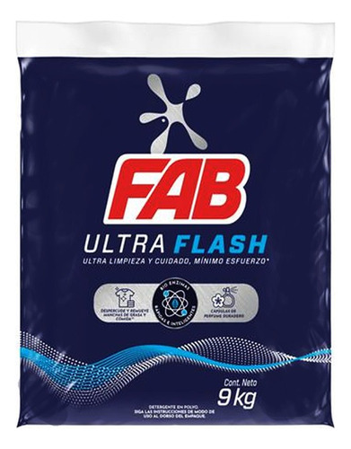 Detergente Fab Ultra Flash 9k - Kg a $11956