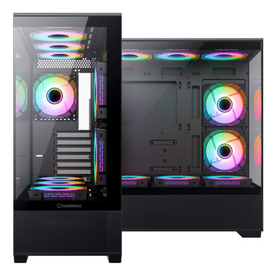 Gabinete Gamemax Mid Tower Atx Vidro Vista Preto 3 Fans