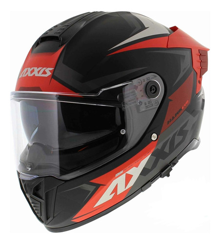 Casco Moto Axxis Hawk Evo Ixil B15 Rojo Mate Doble Visor