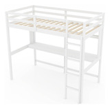 Base De Cama Tipo Loft Individual Barandal Blanco Gpl