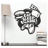 Vinil Decorativo Gamer Sticker De Pared Calcomania Eat Sleep
