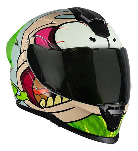 Casco Para Moto Abatible Fotoluminiscente Rick Y Morty 