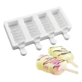 2 Moldes Silicona Para Helado Diseño Paleta Cuadrada + Palos