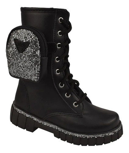 Bota Glitter Brilho Infantil Feminina Coturno Menina Nilqi