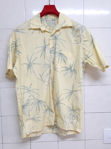 Camisa Manga Curta Amarela Havai Richards G Vintage Algodão 