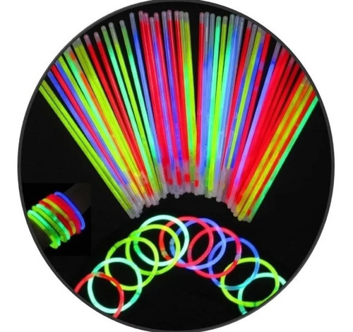 50 Pulseras De Neon Fluorescentes Luminosas Brillantes