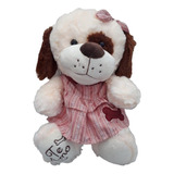 Peluche Perrita Con Vestido Mensaje Te Amo - 31 Cm