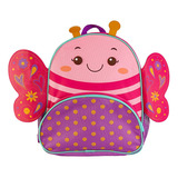 Mochila Infantil Animais Zoo Clio Pets Creche Escolar Bichos Cor Borboleta Rosa