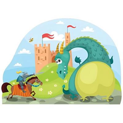 Vinil Decorativo Infantil Castillo-i 07.calcomanía Dragón. Color Multicolor