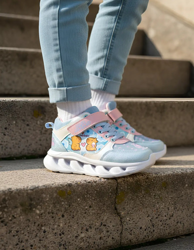 Tenis Bota Con Focos Para Niña Casual Capibara Personajes Moda Luces Marca Mexicana