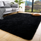 Tapete Sala Quarto 3,00x2,00 Shaggy Luxuoso Peludo Fofinho Preto Casa Laura Enxovais