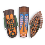 Kit Com 3 Enfeites Decorativo Máscara Trio Decoração Havai