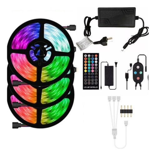 Tira Led Rgb 20 Mts 5050 Bluethoot Audioritmico Gamer Fiesta