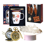 Kit Feliz Día Papá Taza + Reloj Bolsillo + Lámpara 3d Auto