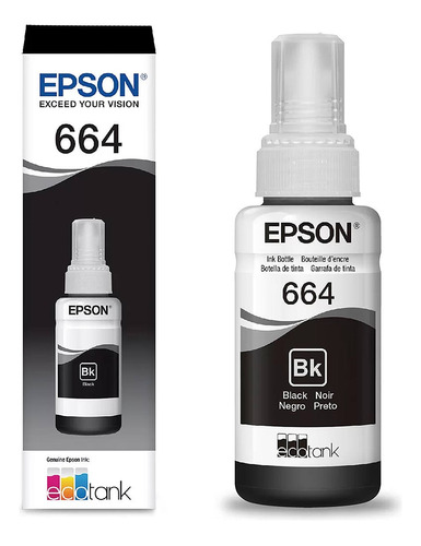 Refil Garrafa De Tinta T664 Preta Epson L1300 L395 L396 L355