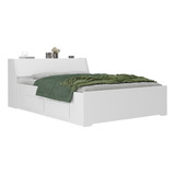 Cama Baú De Casal Com 4 Gavetas Ilan 1251 Branco