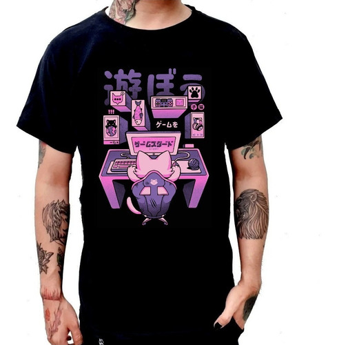 Playera Gatito Gamer Mishi Gato Streamer Videogame Aesthetic