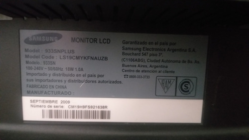 Monitor Samsung Lcd Mod 933snplus Leer Bien