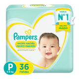 1 Paquete Pañales Pampers Premium Care 36 Unidades Talla P Género Sin Género Tamaño Pequeño (p