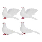 4 Adornos De Simulación Con Palomas Blancas Y Pájaros