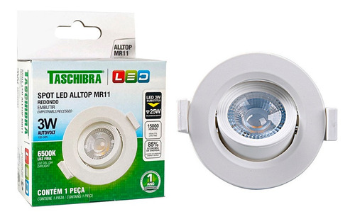 Kit 10 Spot Led Mr11 3w Embutir Redondo Taschibra