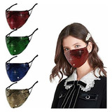 Mascarillas - Reusable Sequin Face Mask Women Glitter Bl