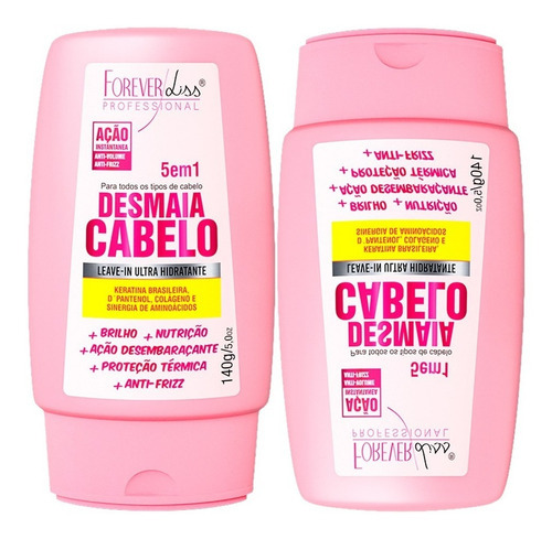 Kit 02 Forever Liss Desmaia Cabelo Leave In Hidratante 150g