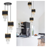 Faibra Lampara Colgante De Cristal Negro De 3 Luces, Mini La