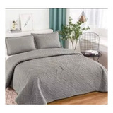 Cubrecama Quilt Verano 1.5 Plaza Unicolor Gris Plata Tf