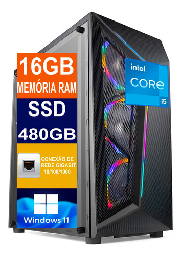 Pc Gamer Computador Cpu I5 / 16gb / Ssd 480gb / Rx 550 4gb