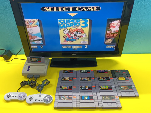 Consola Snes Junior Con 2 Controles Y Un Juego A Escoger