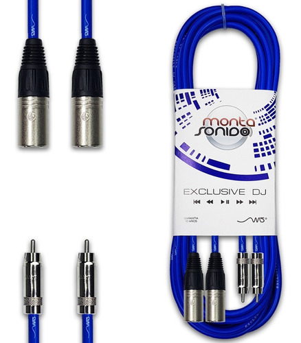 Par De Cables Dj Canon Xlr Macho A Rca Macho 1 Mts Neutrik