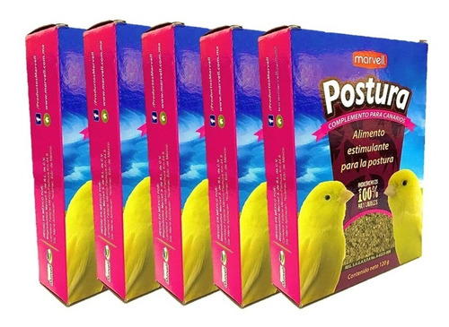 5 Cajas De Alimento Postura 120 G. Para Canarios