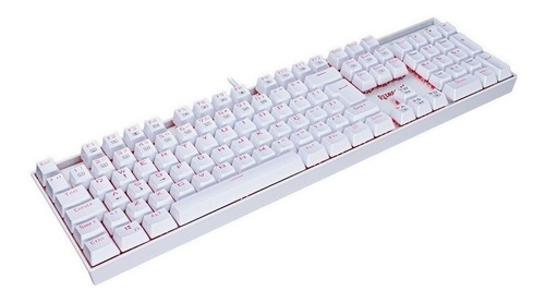 Teclado Gamer Redragon Mitra K551 Qwerty Português Brasil Cor Branco Com Luz Vermelho